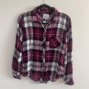 Rails Hunter Lychee Navy White Flannel Button Up Size S